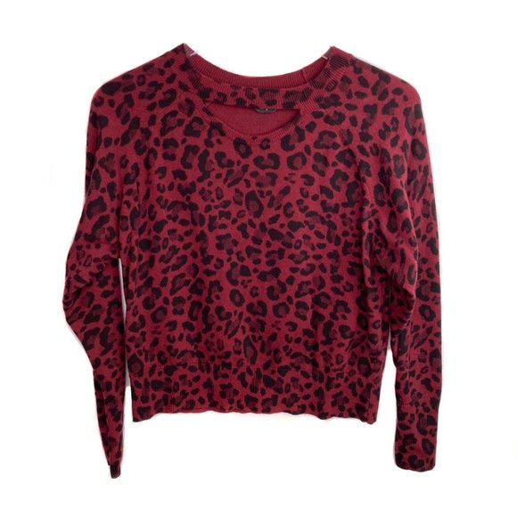 bebe Sweaters - bebe red & black animal print sweater keyhole